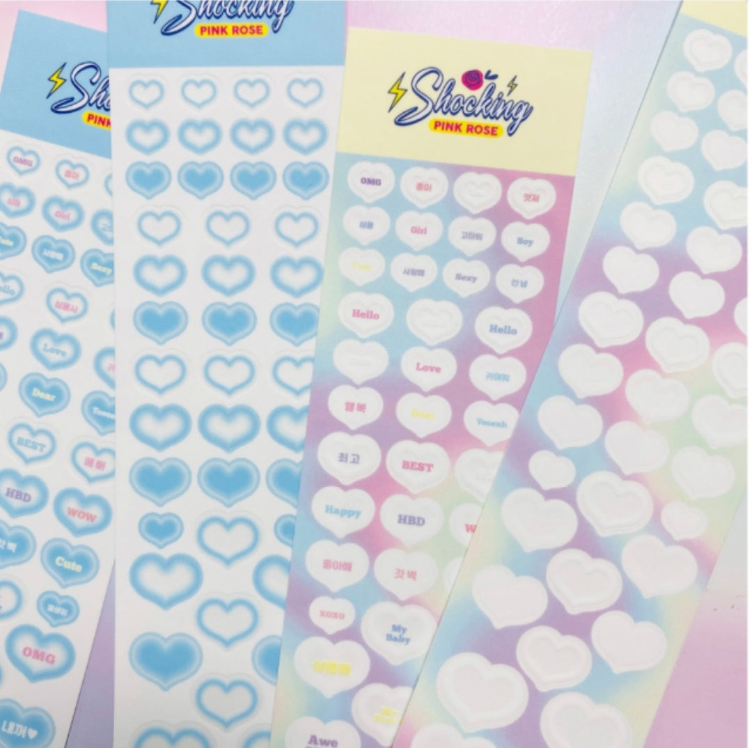 Shocking Pink Rose Heart Bubble Sticker {Clear} [6 vars]