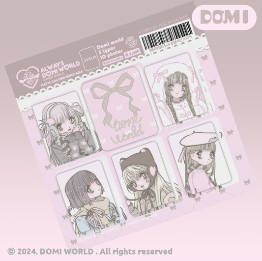 Domi 5 types of ID photo sticker Soft Pink Ver.