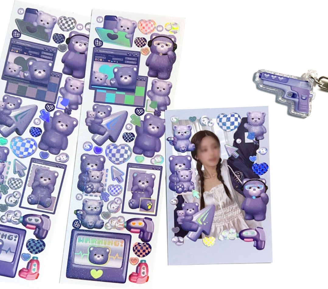 Moii ttoi purple cyber bear sticker