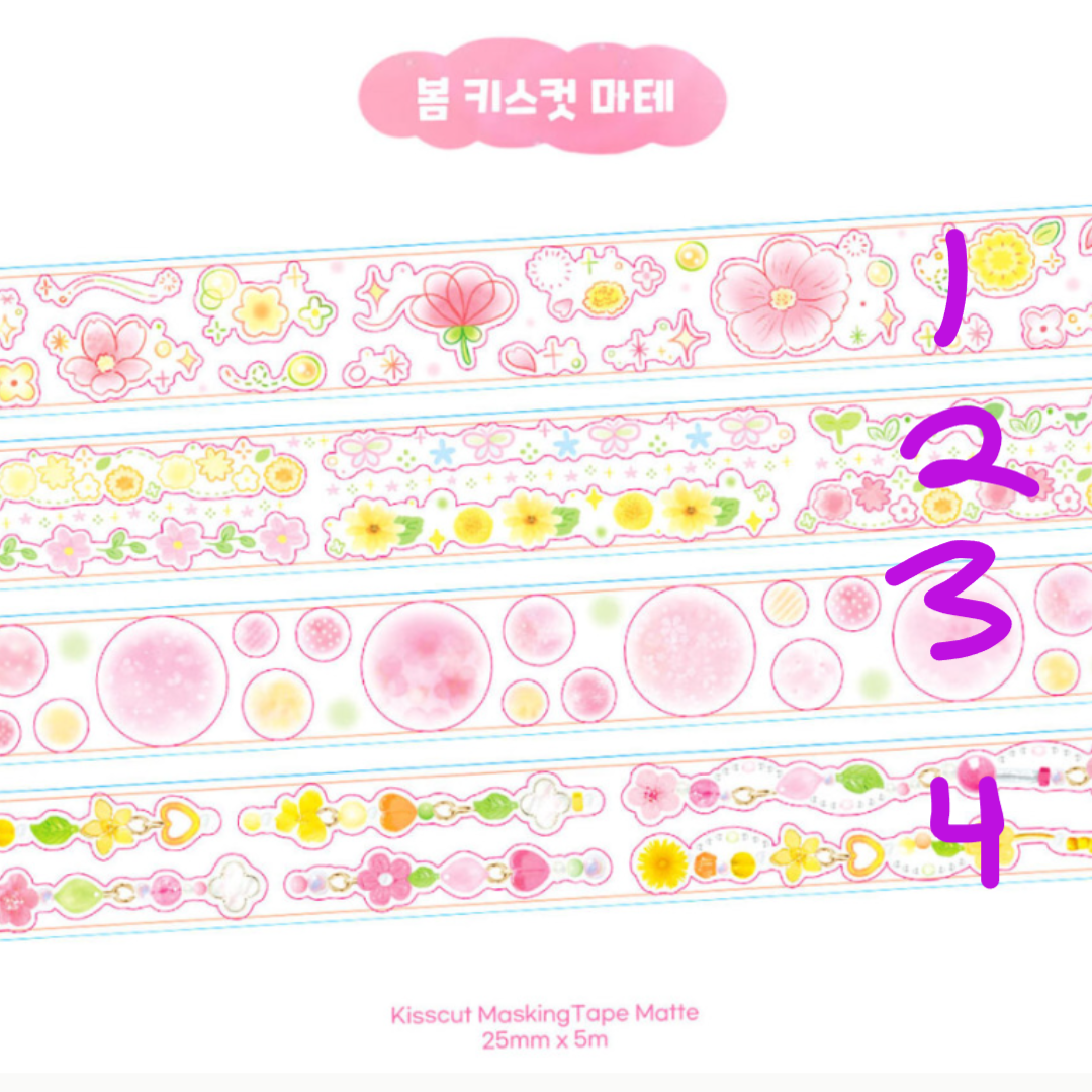 Pink Rue Spring Kiss Cut Transparent Masking Tape (4 vars)