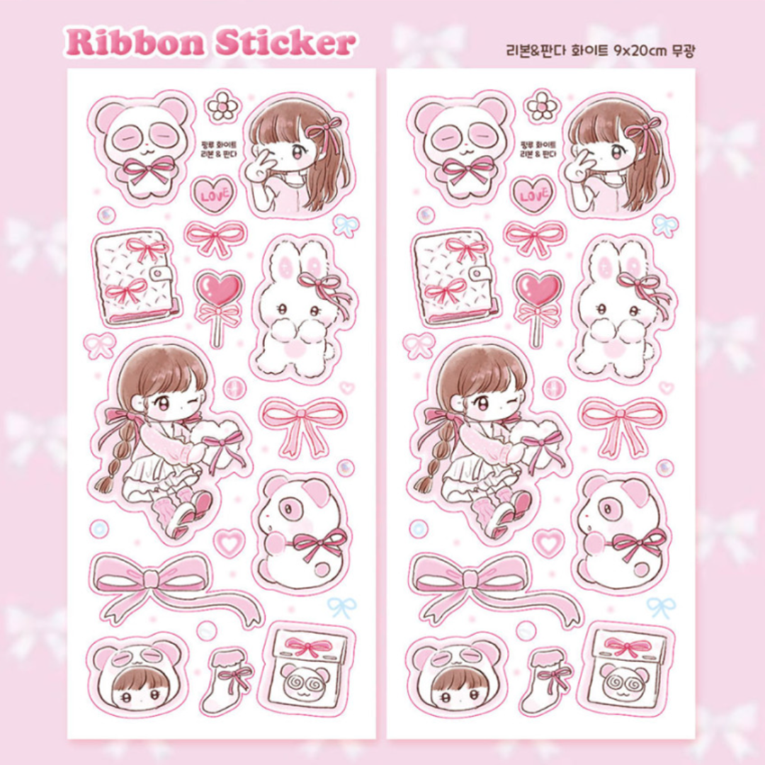 Pink Rue Ribbon Sticker Set