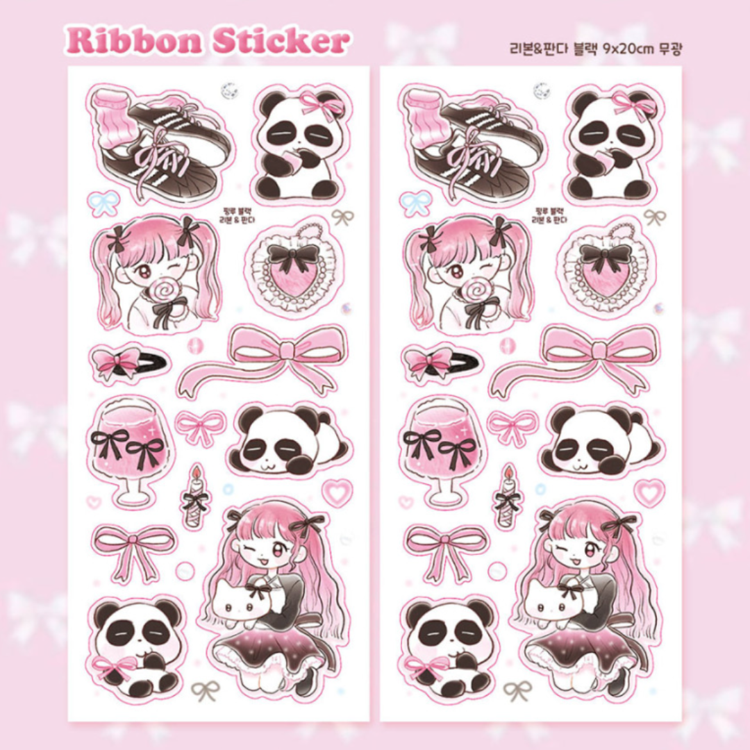 Pink Rue Girly Ribbon Sticker (2 vars).