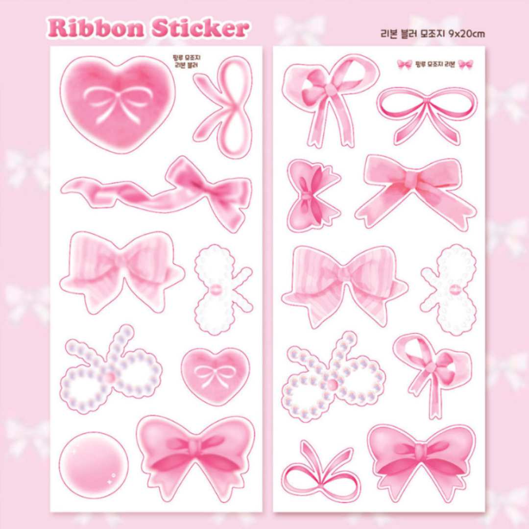 Pink Rue Ribbon Sticker Set