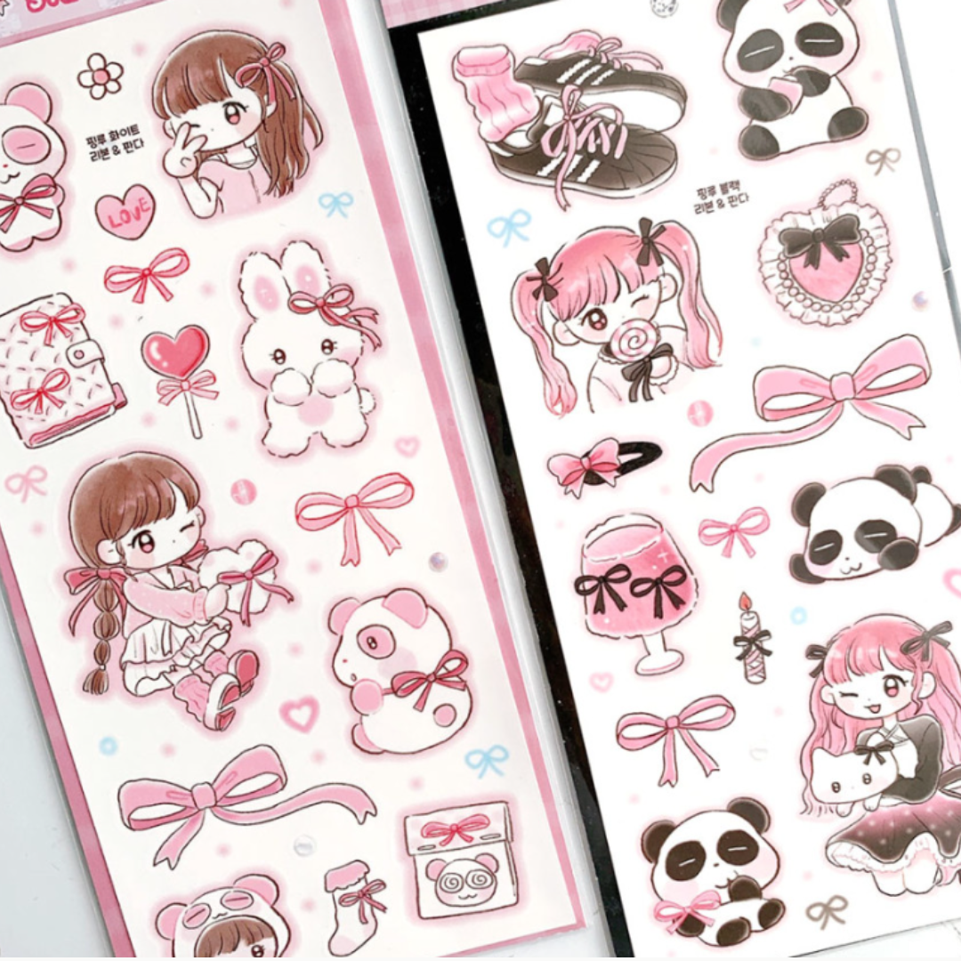 Pink Rue Ribbon Sticker Set