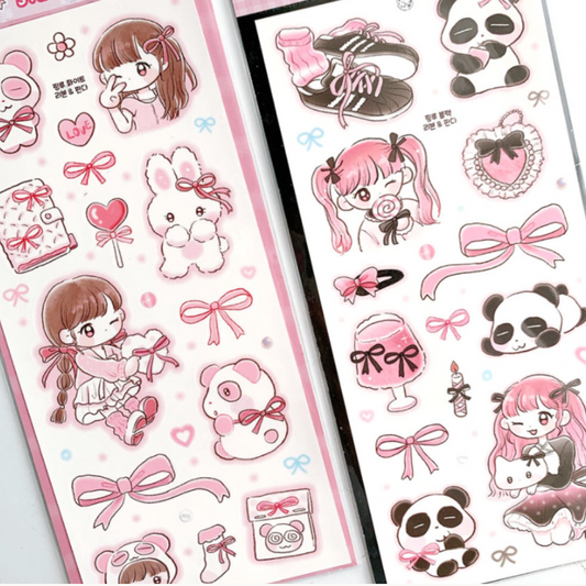 Pink Rue Girly Ribbon Sticker (2 vars).