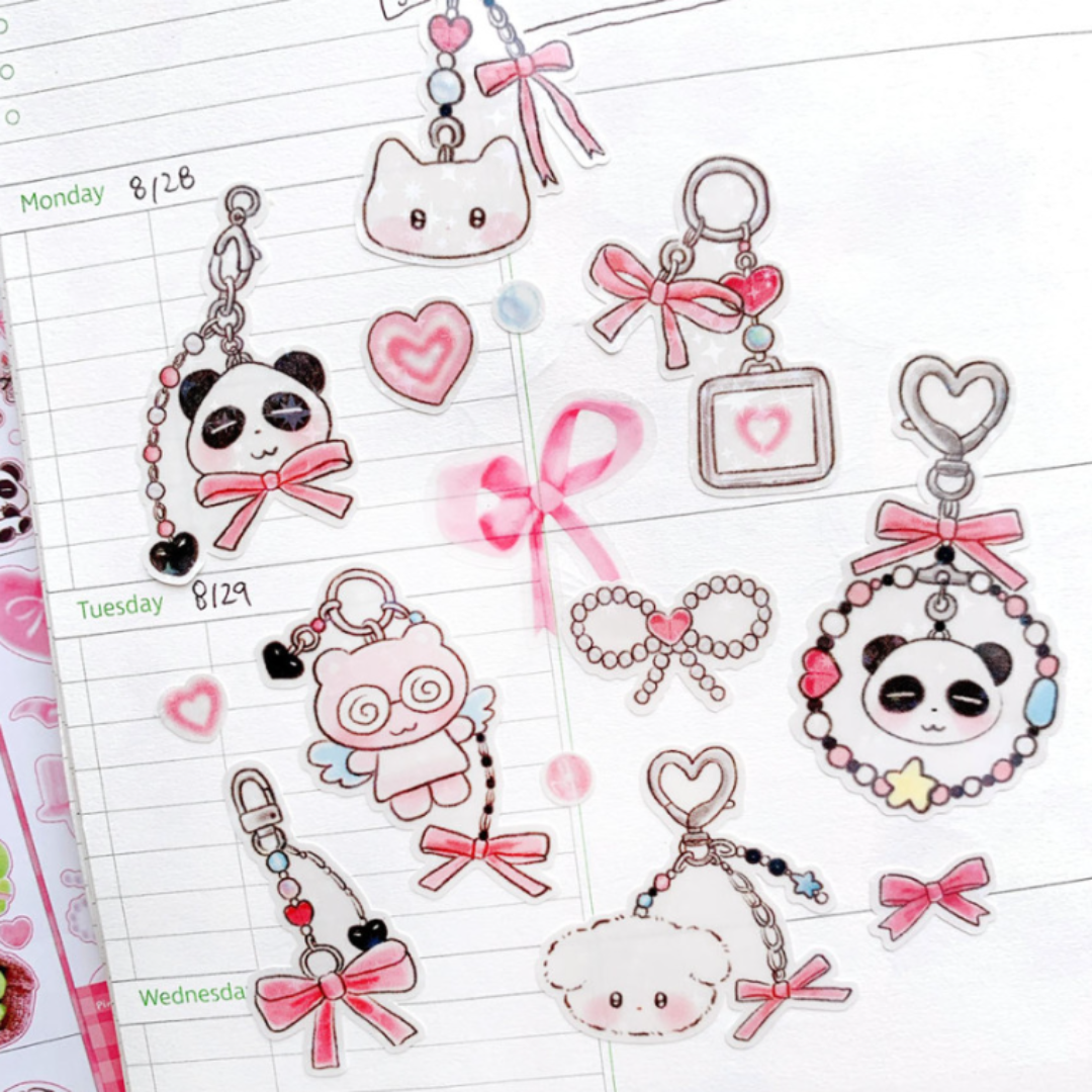 Pink Rue Ribbon Keychain Sticker