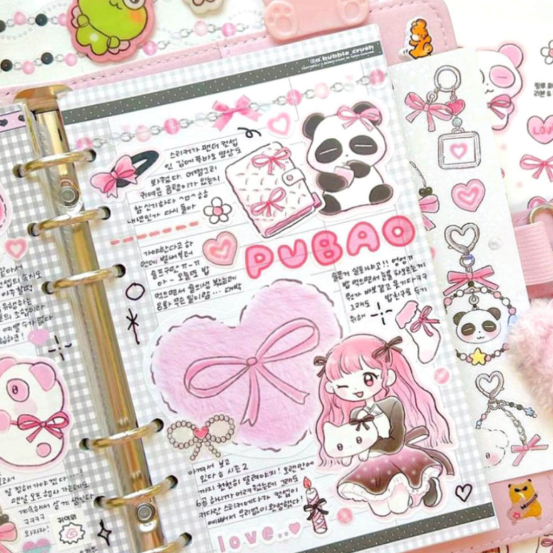 Pink Rue Girly Ribbon Sticker (2 vars).