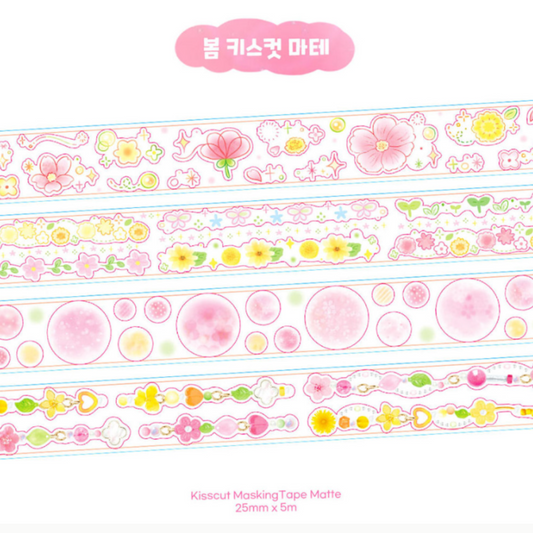 Pink Rue Spring Kiss Cut Transparent Masking Tape (4 vars)