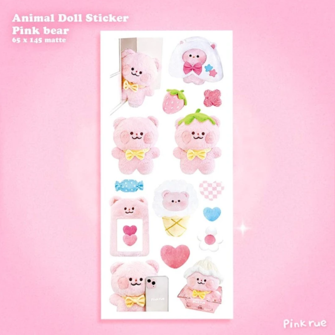 Pink Rue Animal Sticker Sheet (3 vars)