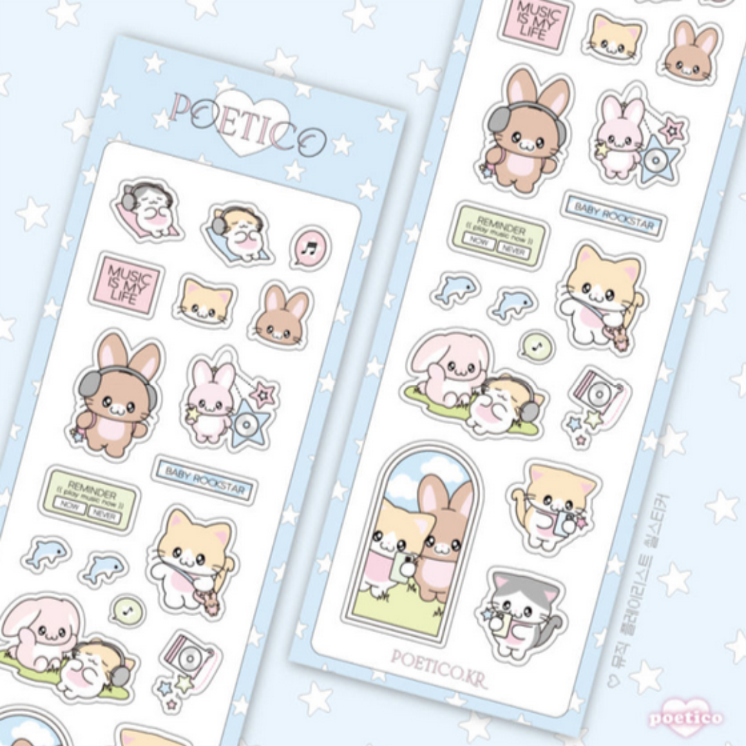 Poetico musical bunnies sticker