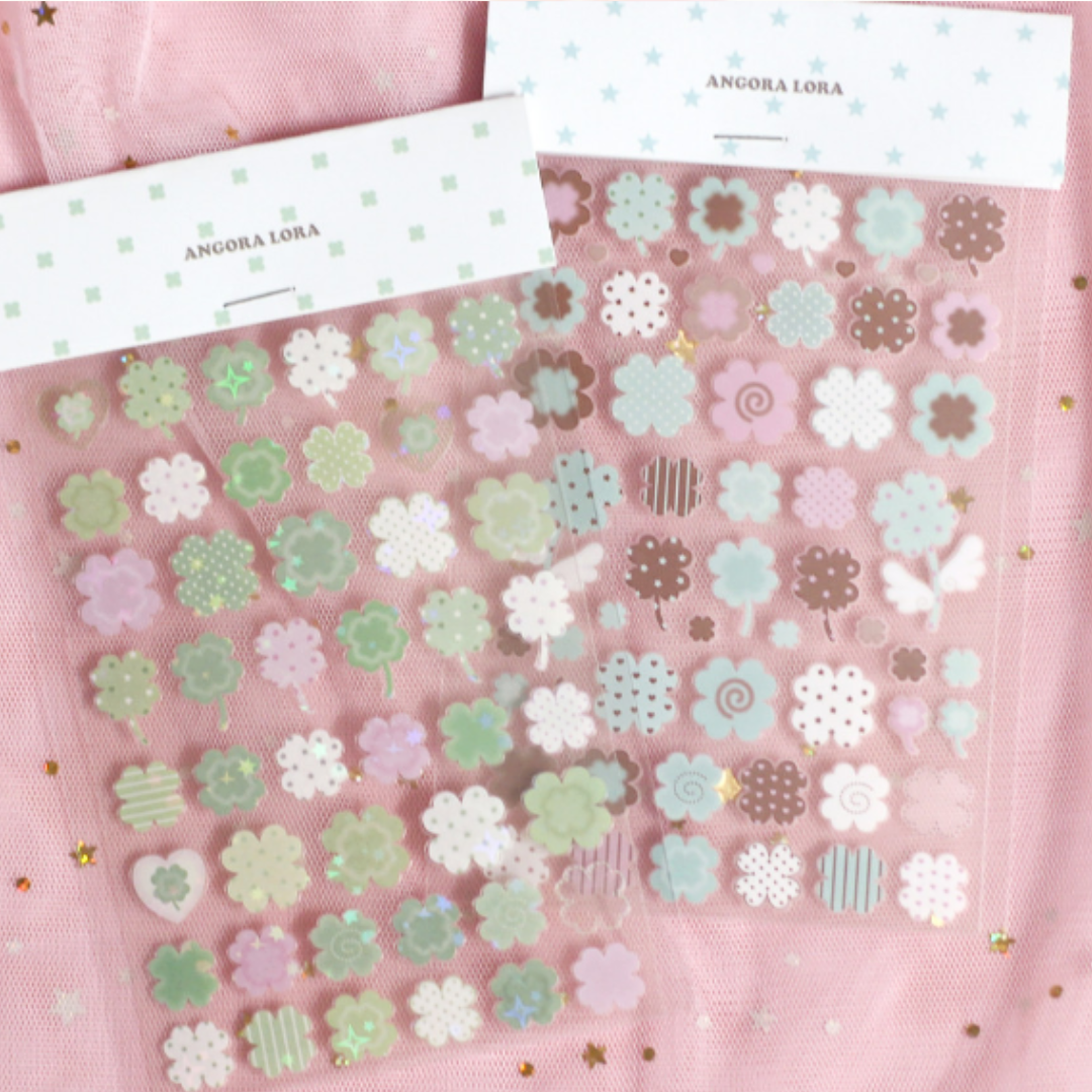 Angora Lora Transparent Four Leaf Clover Sticker (2 vars)