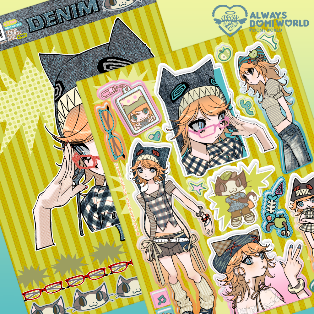 DOMI World Denim Cat Sticker