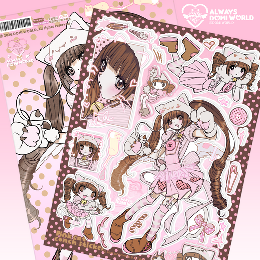 DOMI World Pink Cat Sora Sticker