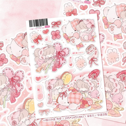 Winnie Village  Ribbon Hologram Milky Seal Sticker