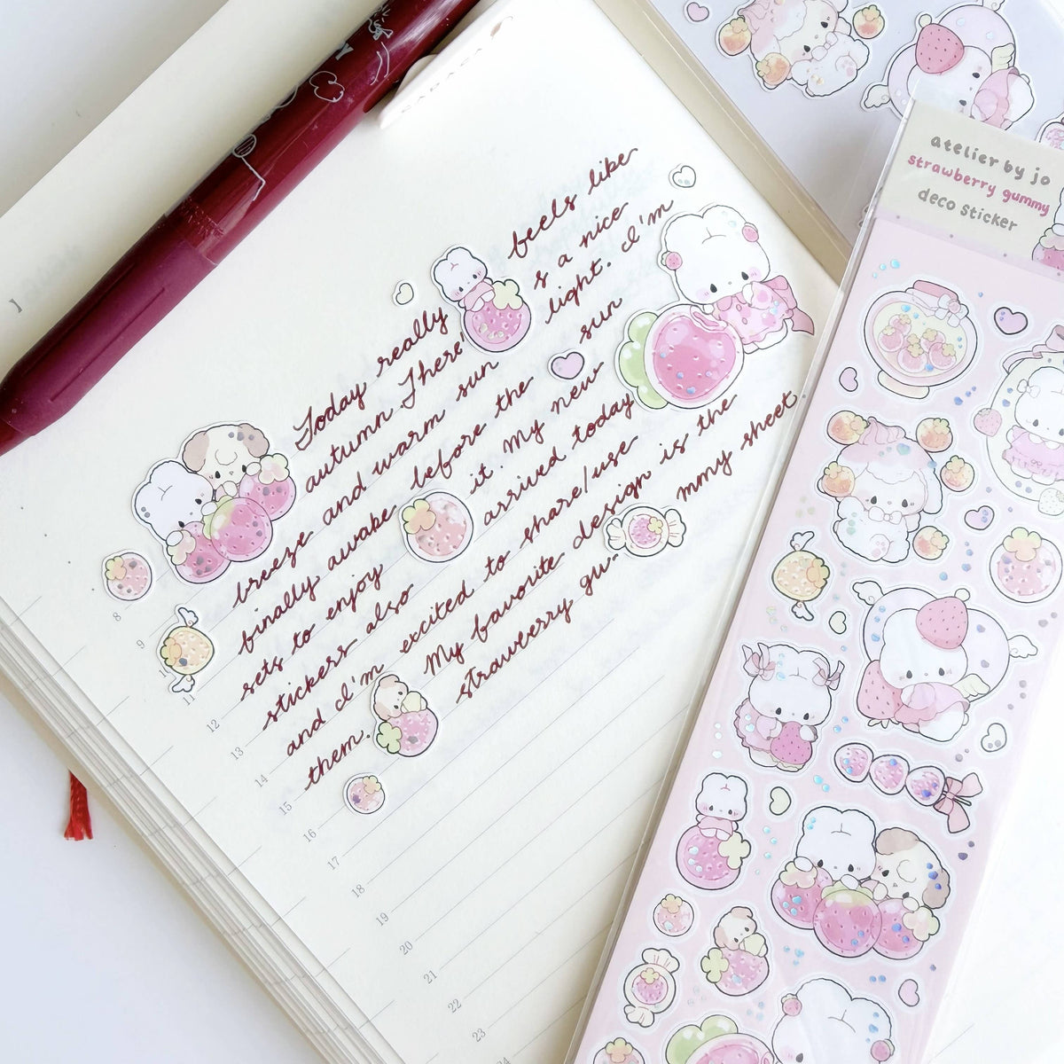 Atelier by Jo  Strawberry Gummy Deco Sticker Sheet