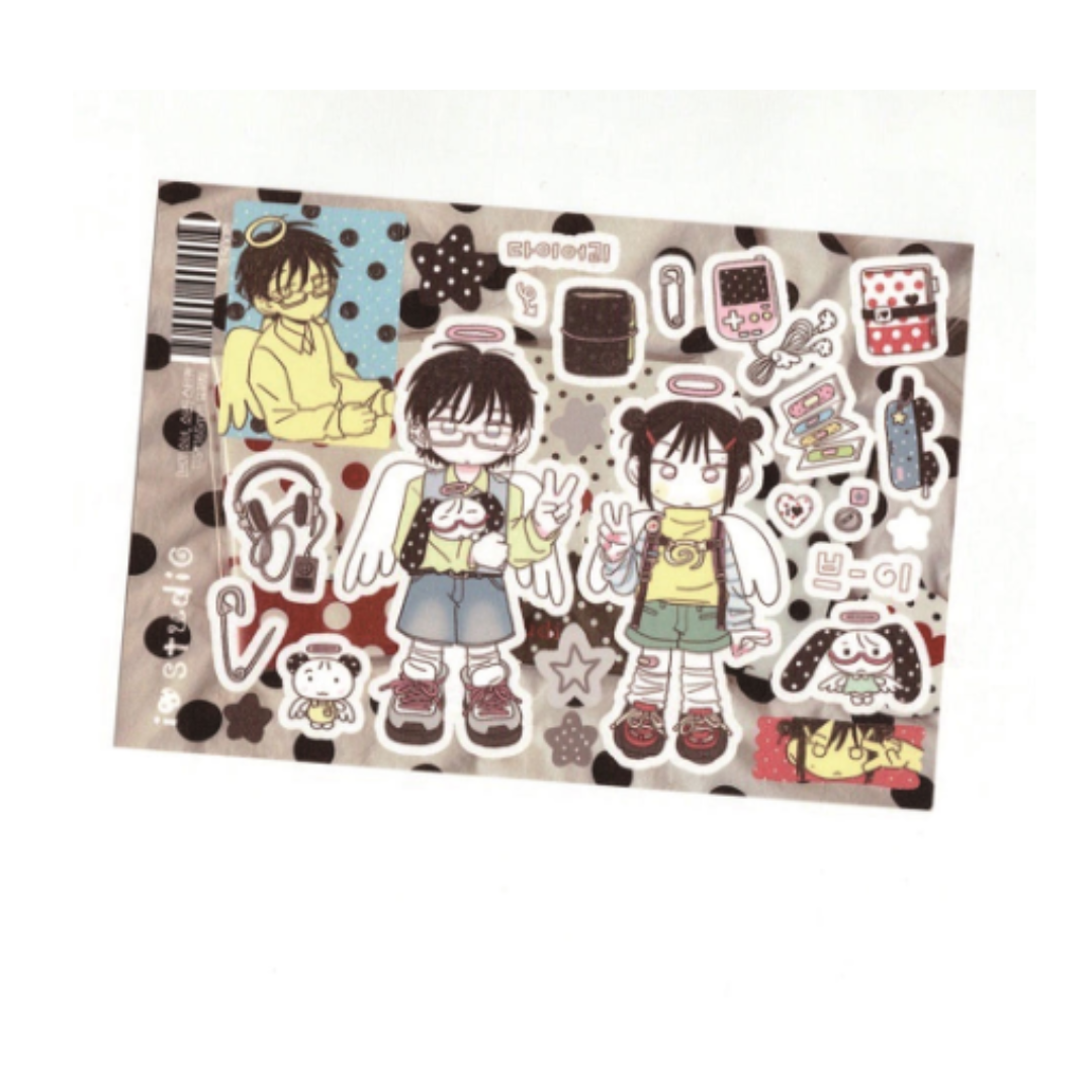 IO Studio Peace Sign Girl & Boy Sticker