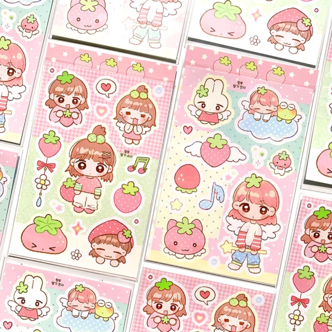 Pink Rue Strawberry Girls Sticker (2 vars)