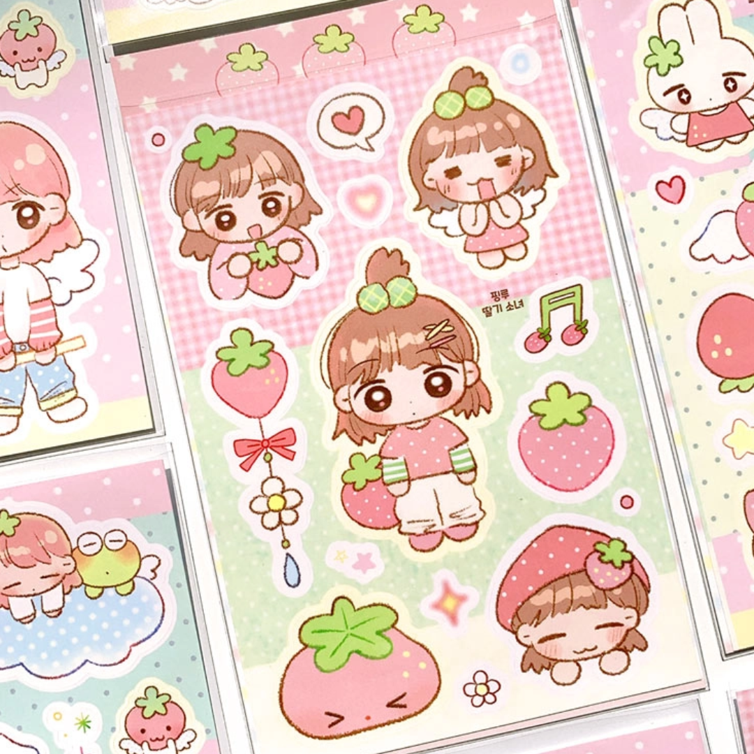 Pink Rue Strawberry Girls Sticker (2 vars)