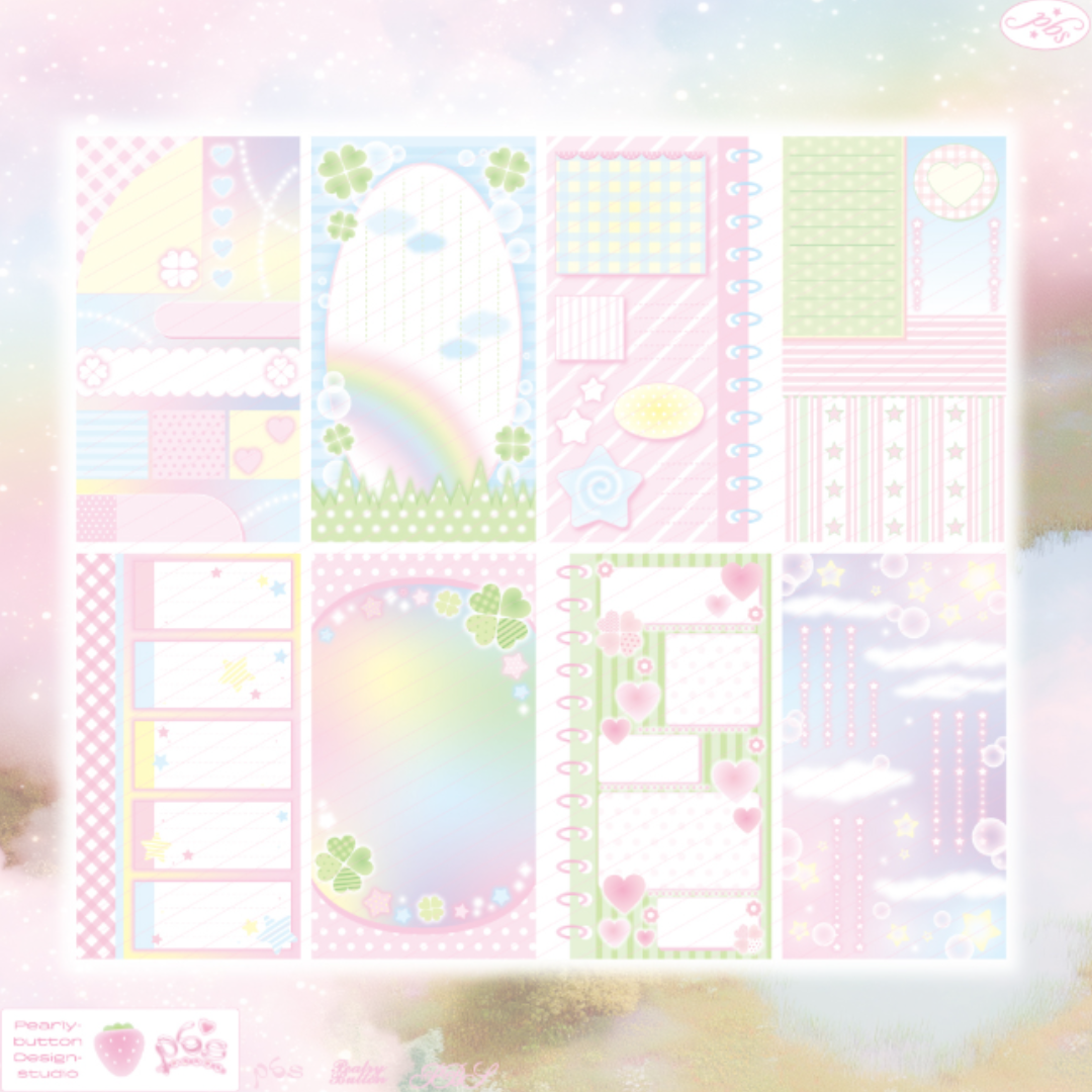 Pearly Button Dreamy Pastel Long Memo Sticker Set