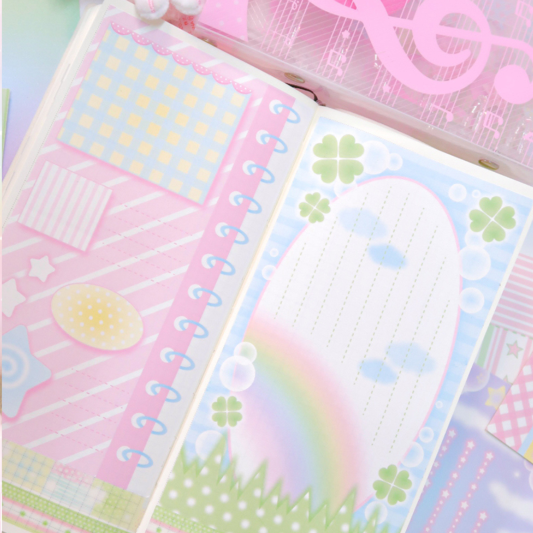 Pearly Button Dreamy Pastel Long Memo Sticker Set