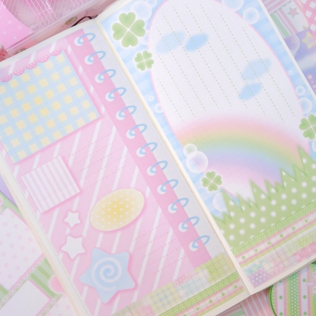 Pearly Button Dreamy Pastel Long Memo Sticker Set