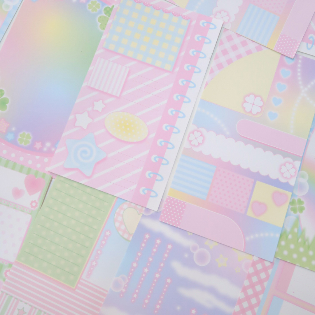Pearly Button Dreamy Pastel Long Memo Sticker Set