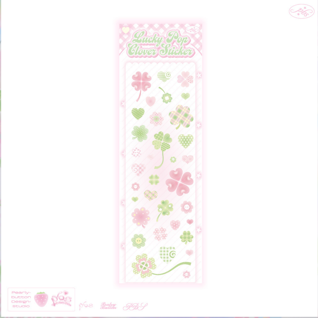 Pearly Button Lucky Pop Clover Deco Sticker