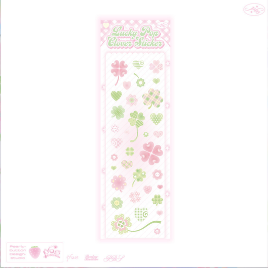 Pearly Button Lucky Pop Clover Deco Sticker