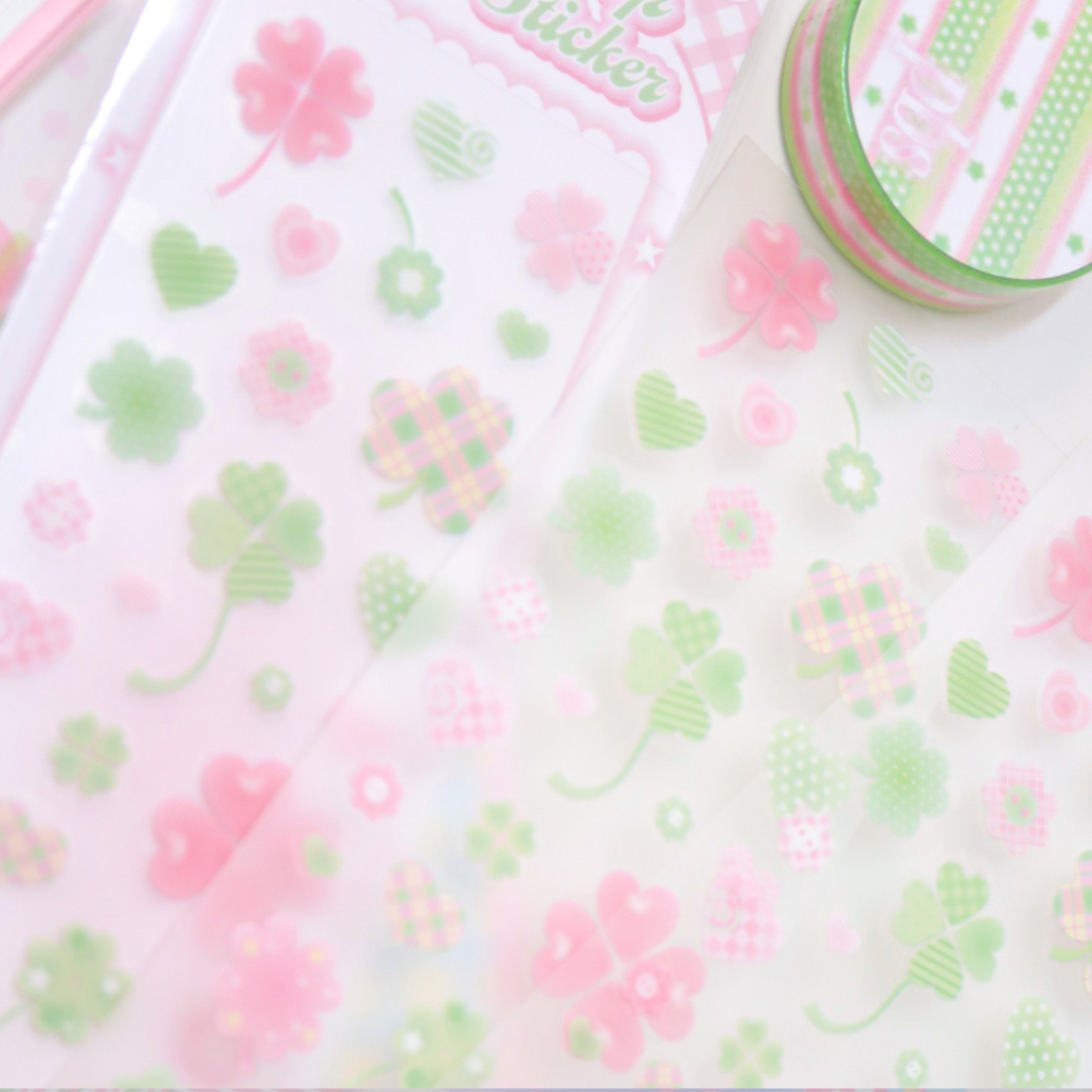 Pearly Button Lucky Pop Clover Deco Sticker