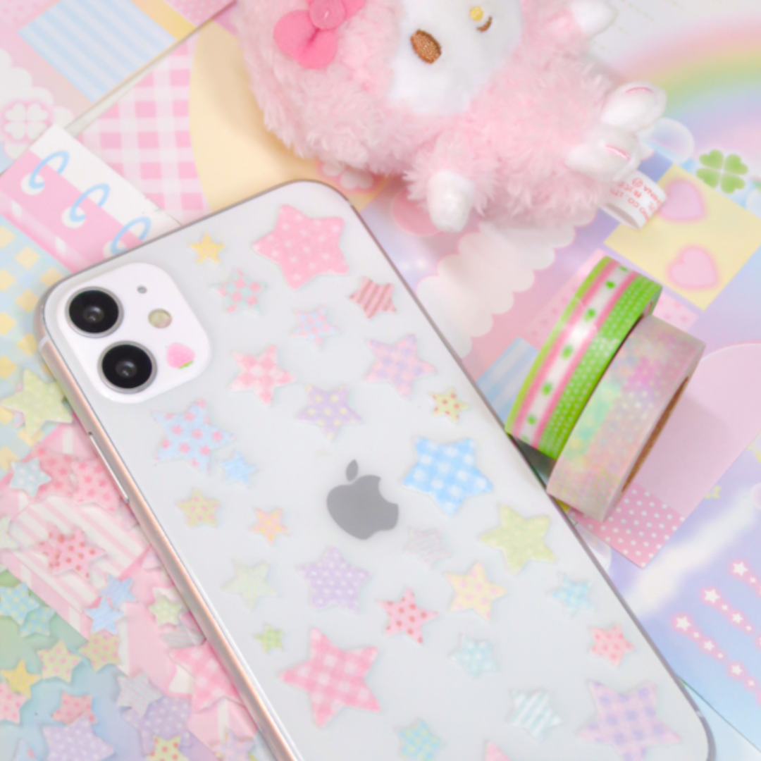 Pearly Button Fluffy Kitsch Star Felt Sticker