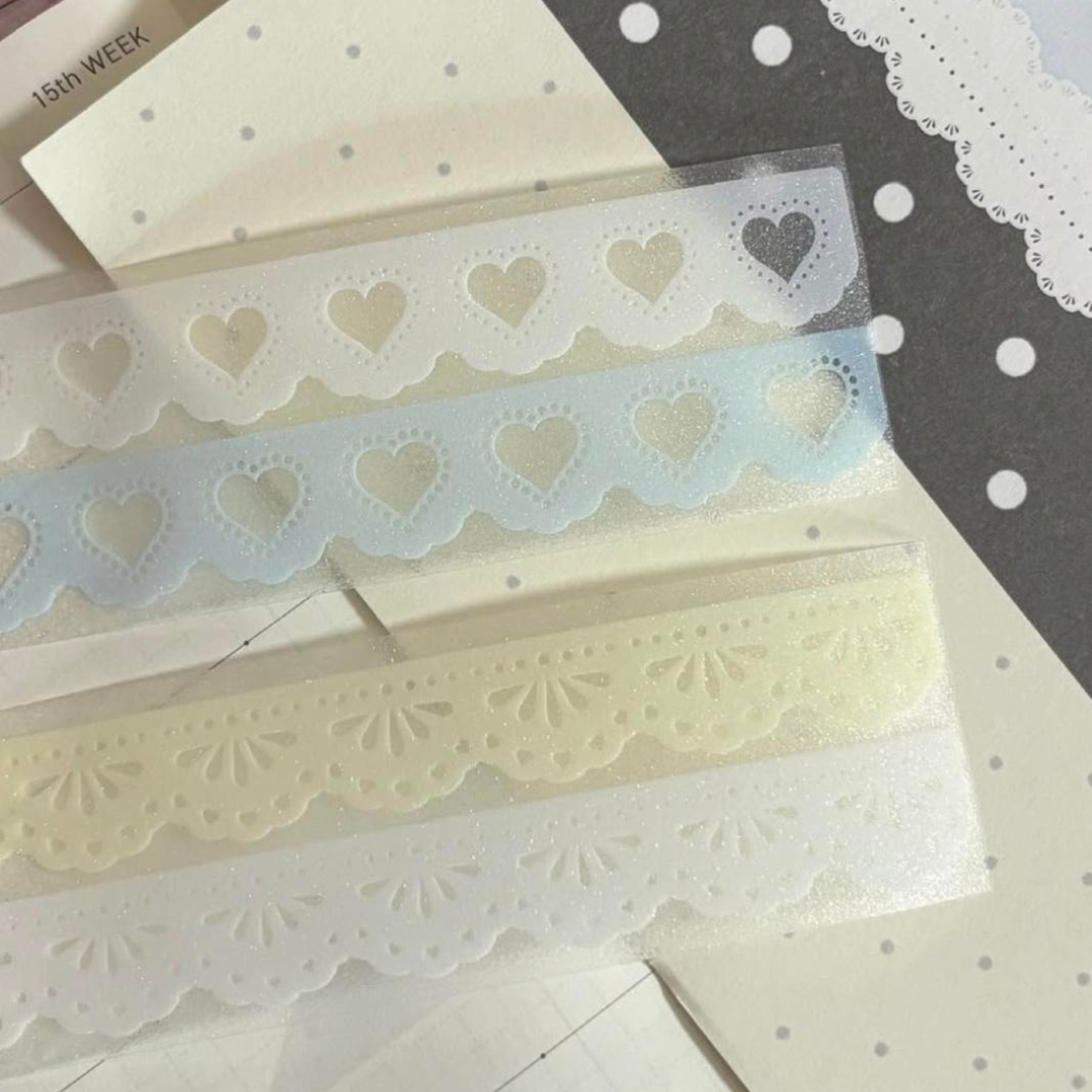 theglintof  Heart Lace Kiss-Cut Tape