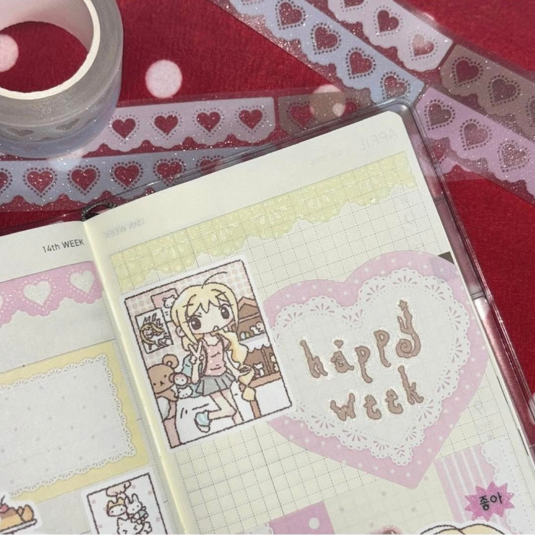 theglintof  Heart Lace Kiss-Cut Tape