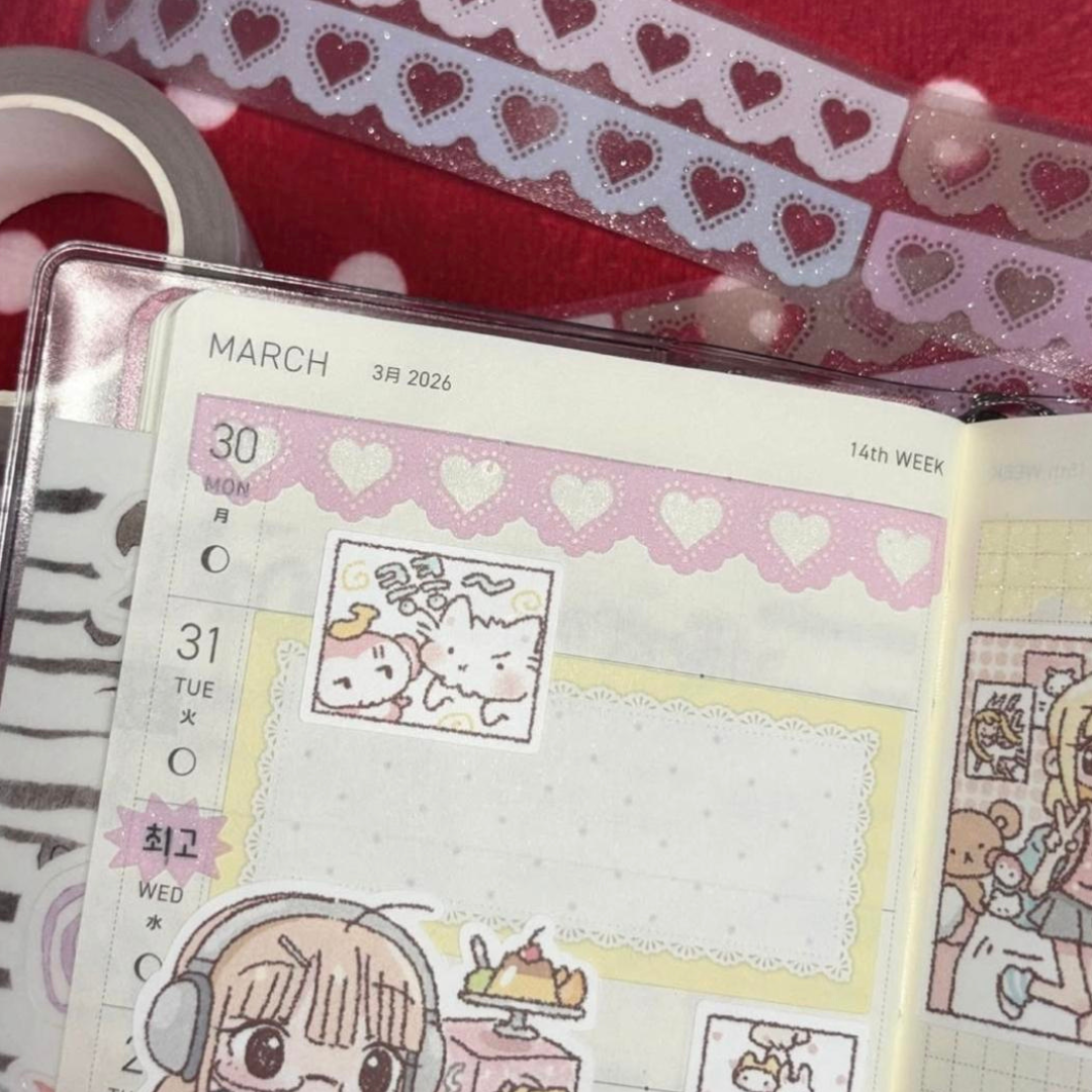 theglintof  Heart Lace Kiss-Cut Tape