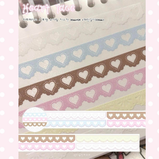 theglintof  Heart Lace Kiss-Cut Tape