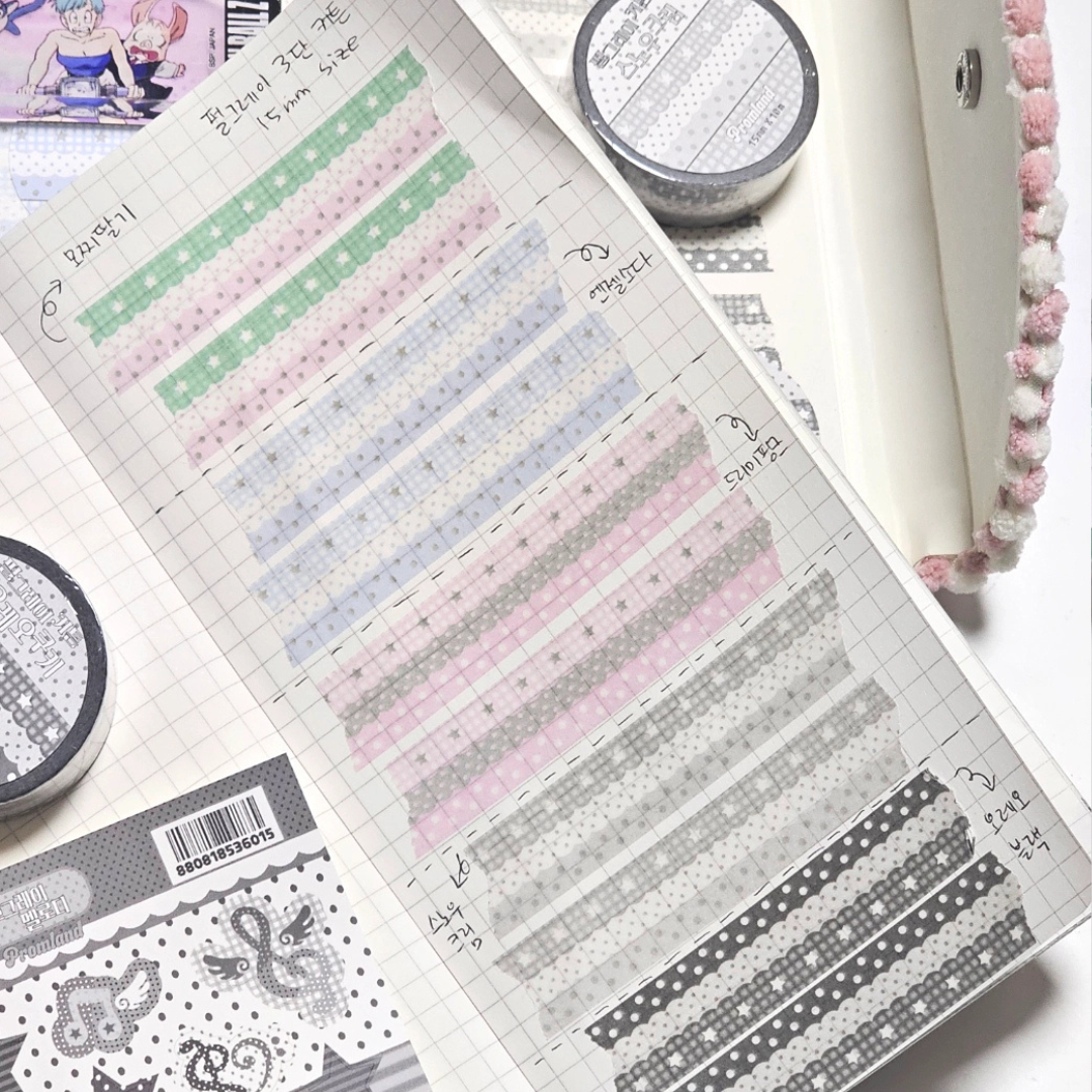 Hipromland Pearl Grey Curtain Washi Tape (5 vars)