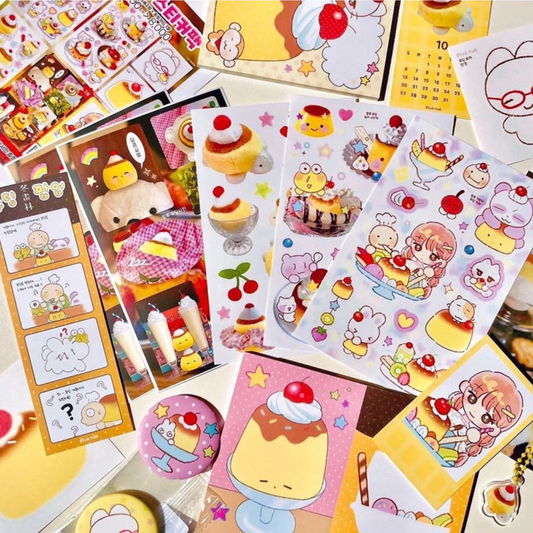 Pink Rue Pudding Cafe Sticker Set