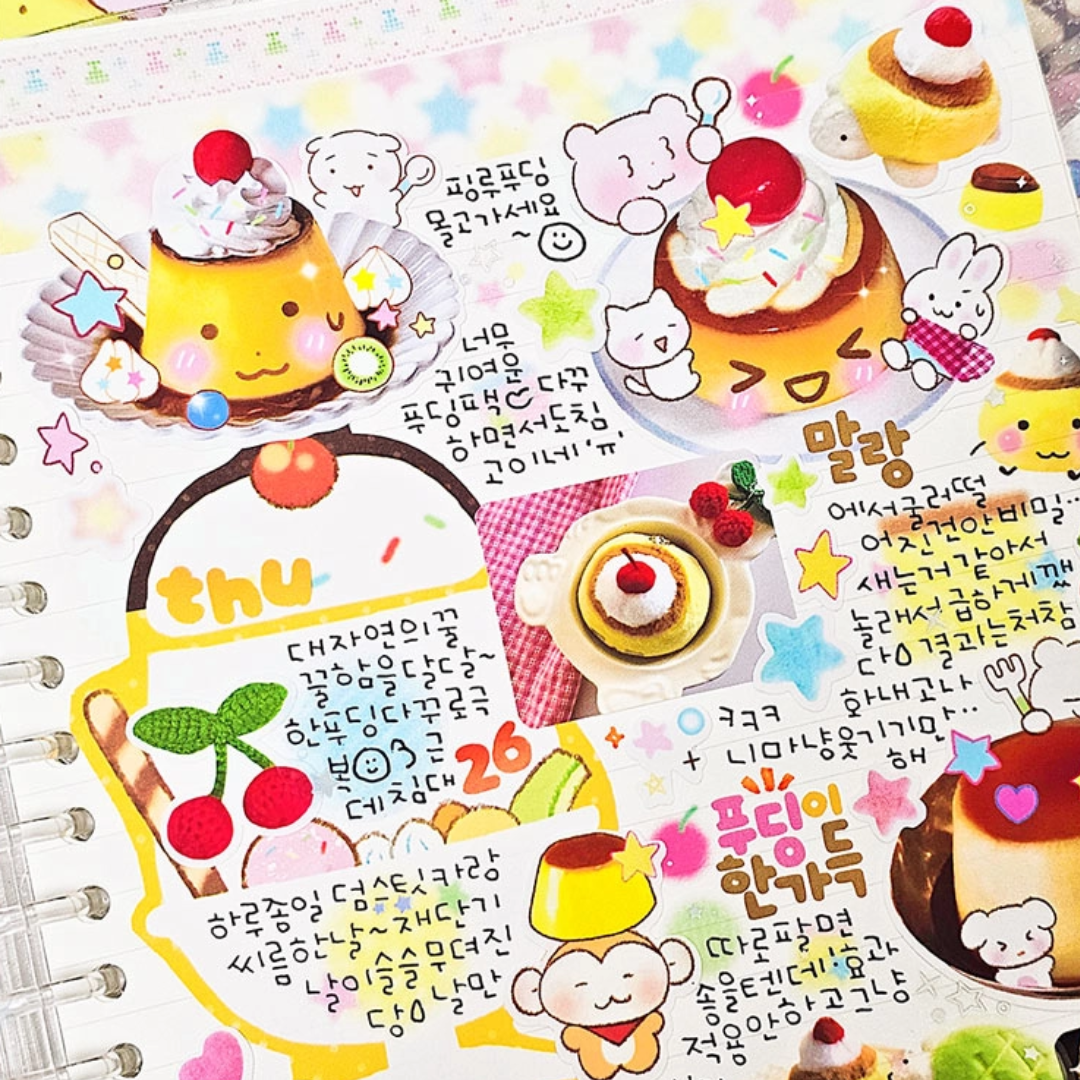 Pink Rue Pudding Cafe Sticker Set