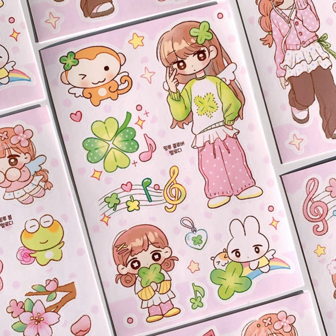 Pink Rue Notes and Clover Girls Sticker (2 vars)