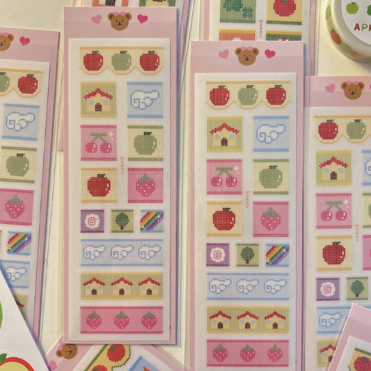 Zeki Bear Patchwork Shapes Sticker