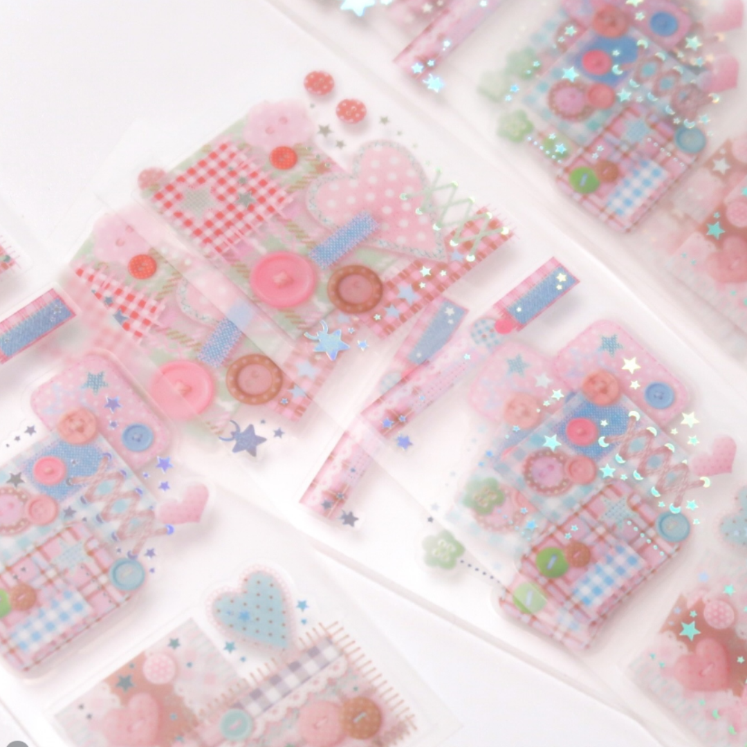 Pearly Button Bohemian Quilt Stitch Sticker