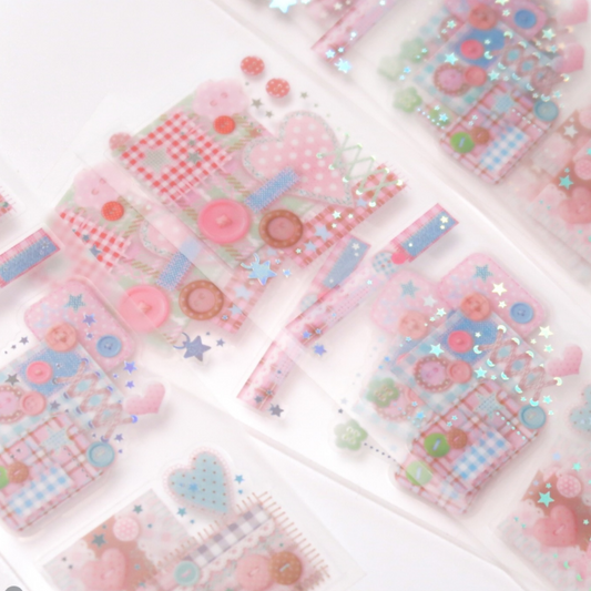 Pearly Button Bohemian Quilt Stitch Sticker