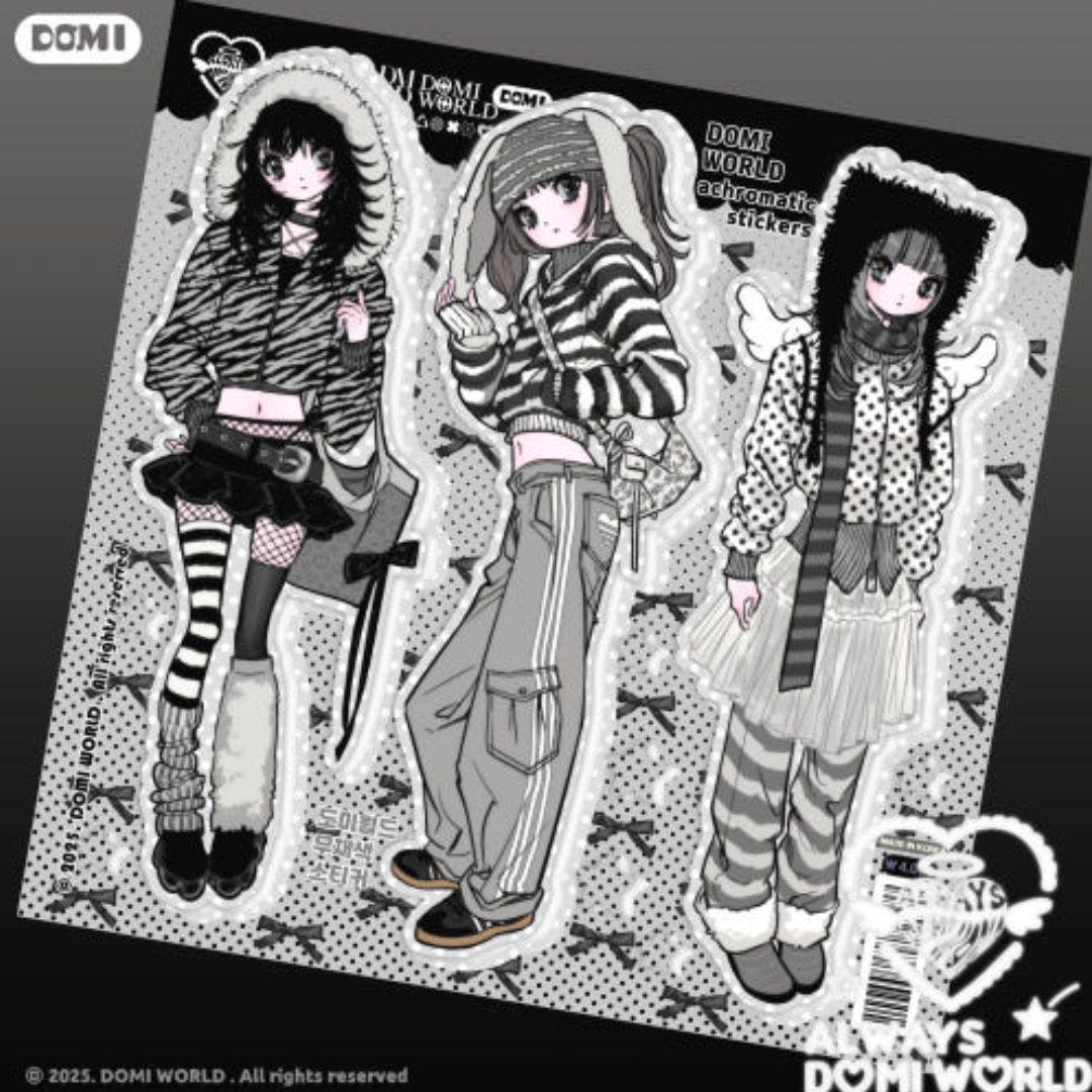 Domi World Colorless Black and White Sticker – AsterliaStudio By Sonya