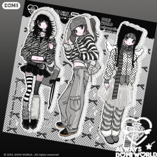 Domi World Colorless Black and White Sticker