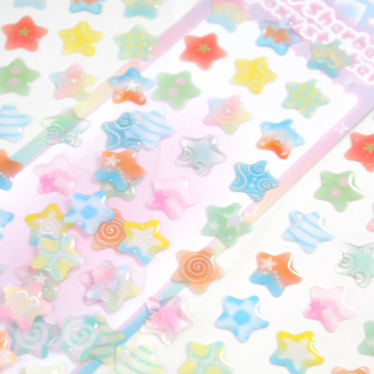 pearly button star expoxy sticker
