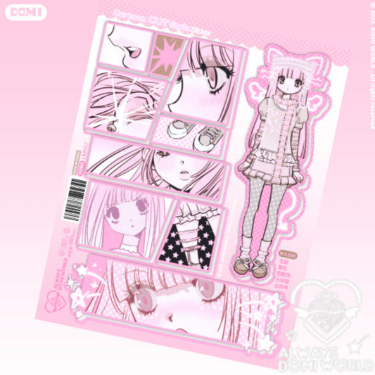 Domi World Pink Comic Cut Sticker