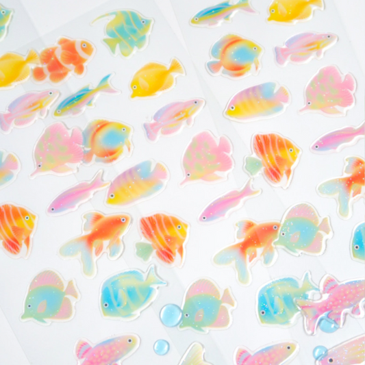 pearly button tropical fish epoxy sticker