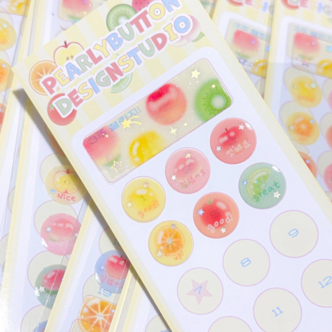 Pearly Button Fruit Praise Epoxy Sticker
