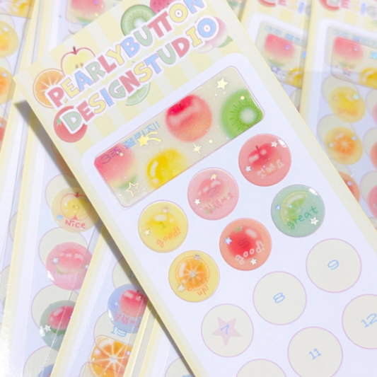 Pearly Button Fruit Praise Epoxy Sticker