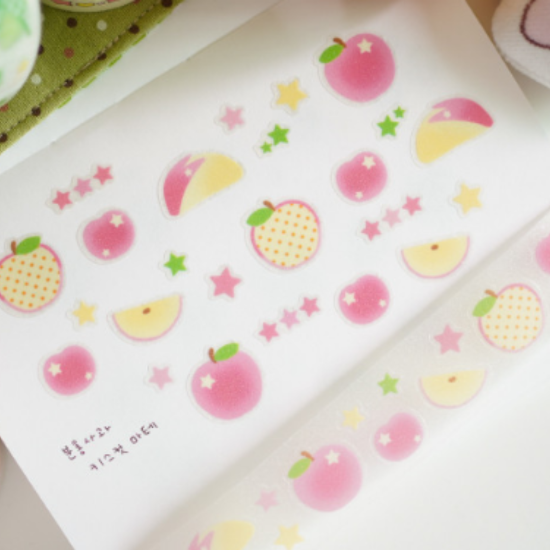 Fluffy Skin Pink Apple Kiss Cut Masking Tape