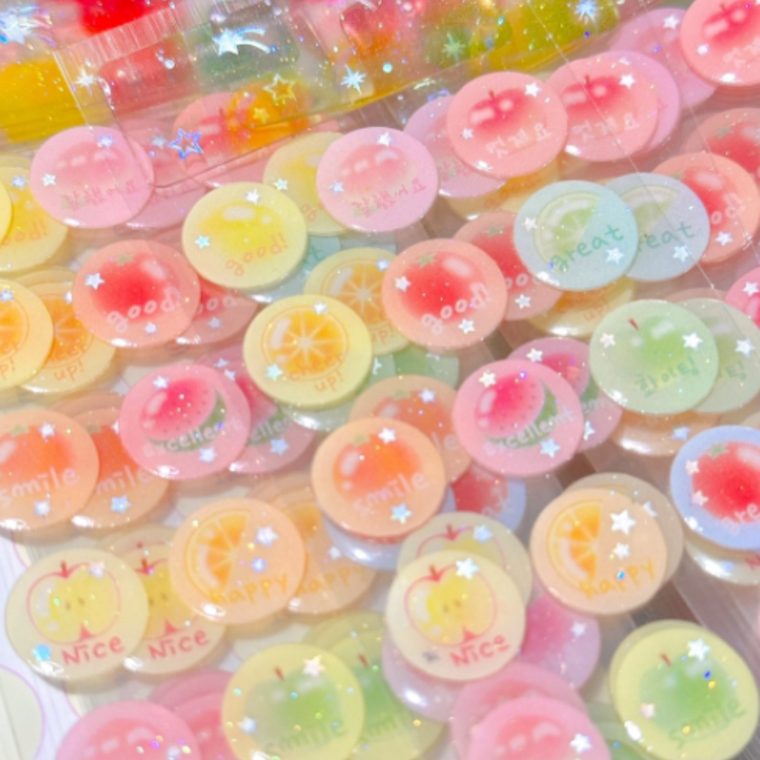 Pearly Button Fruit Praise Epoxy Sticker